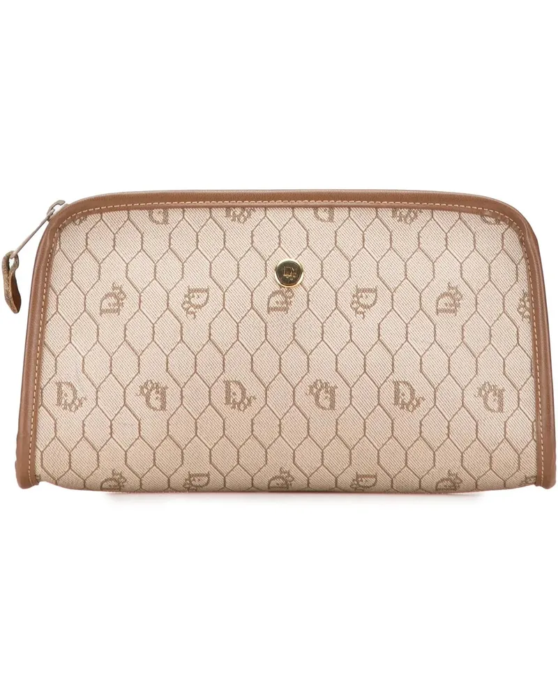 Dior Clutches Honeycomb Coated Canvas Clutch braun Braun