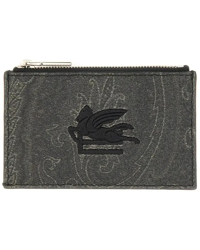 Etro Portemonnaies Card Holder "Arnica" With Pegasus grau Grau