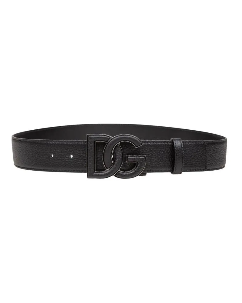Dolce & Gabbana Gürtel Leather Belt With Dg Logo schwarz Schwarz