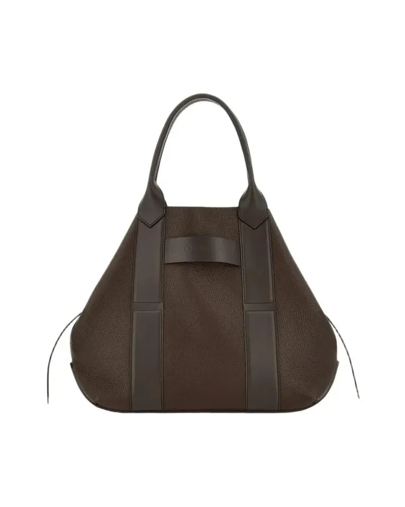 Hogan Shopper & Totes Structured Hammered Leather Tote Bag With Embossed schwarz Schwarz