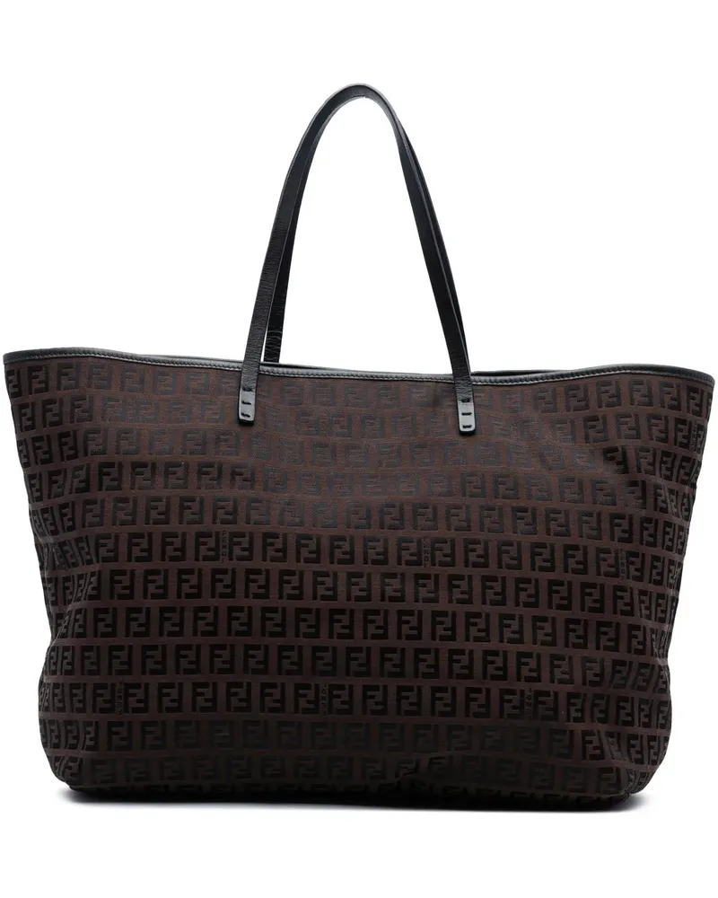 Fendi Shopper Medium Zucchino Canvas Roll Tote braun Braun