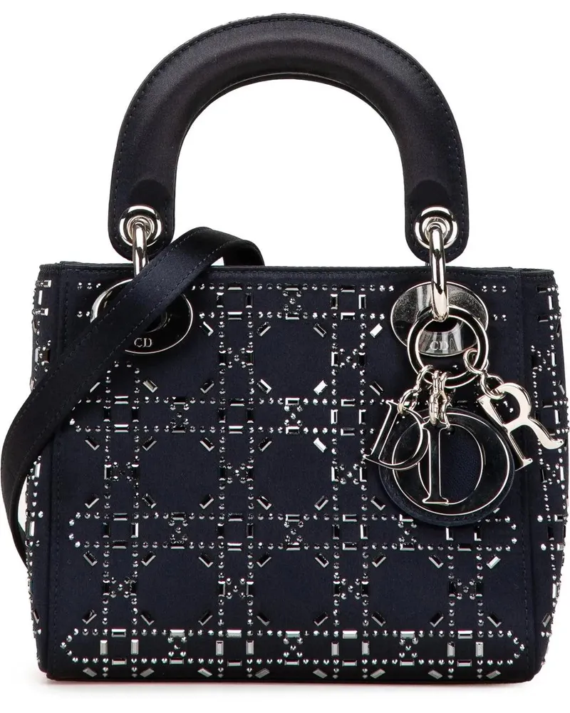 Dior Hobo Bags 2017 Mini Satin Cannage Strass Crystal Embellished blau Blau