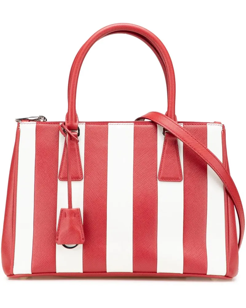 Prada Hobo Bags Small Bicolor Saffiano Galleria Double Zip Satchel rot Rot