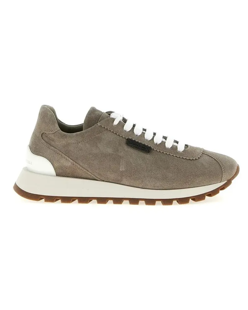 Brunello Cucinelli Low-Top Sneaker Shiny Tab Sneakers grau Grau