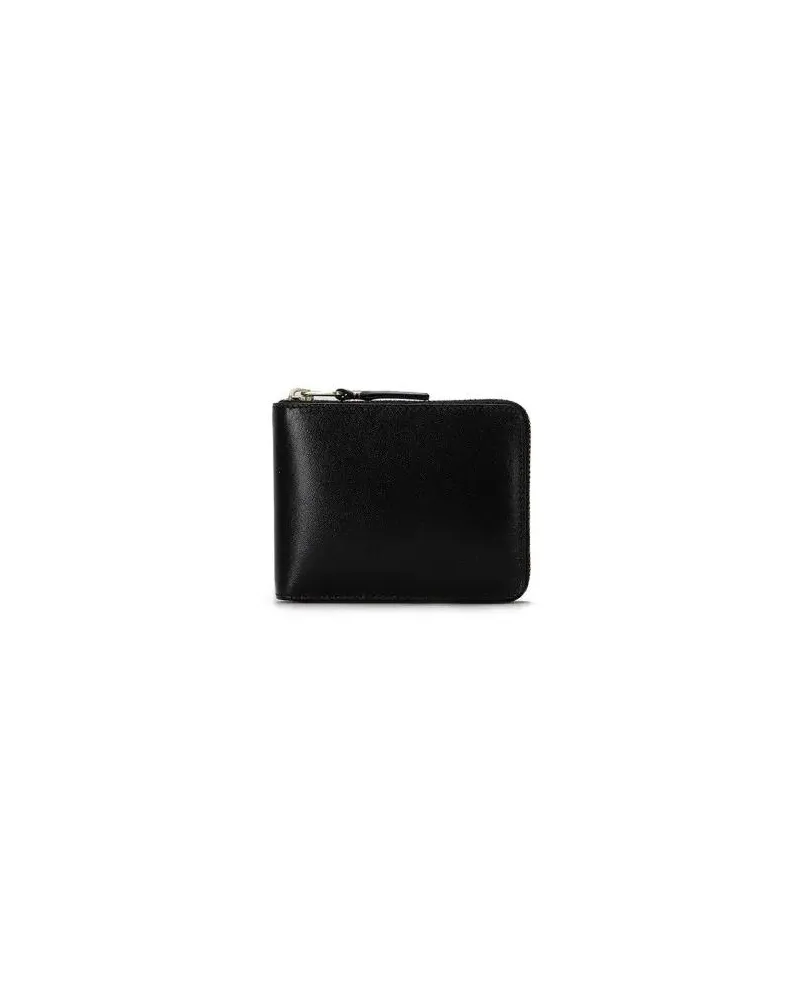 Comme des Garçons Portemonnaies Black Wallet With Gold Zip schwarz Schwarz