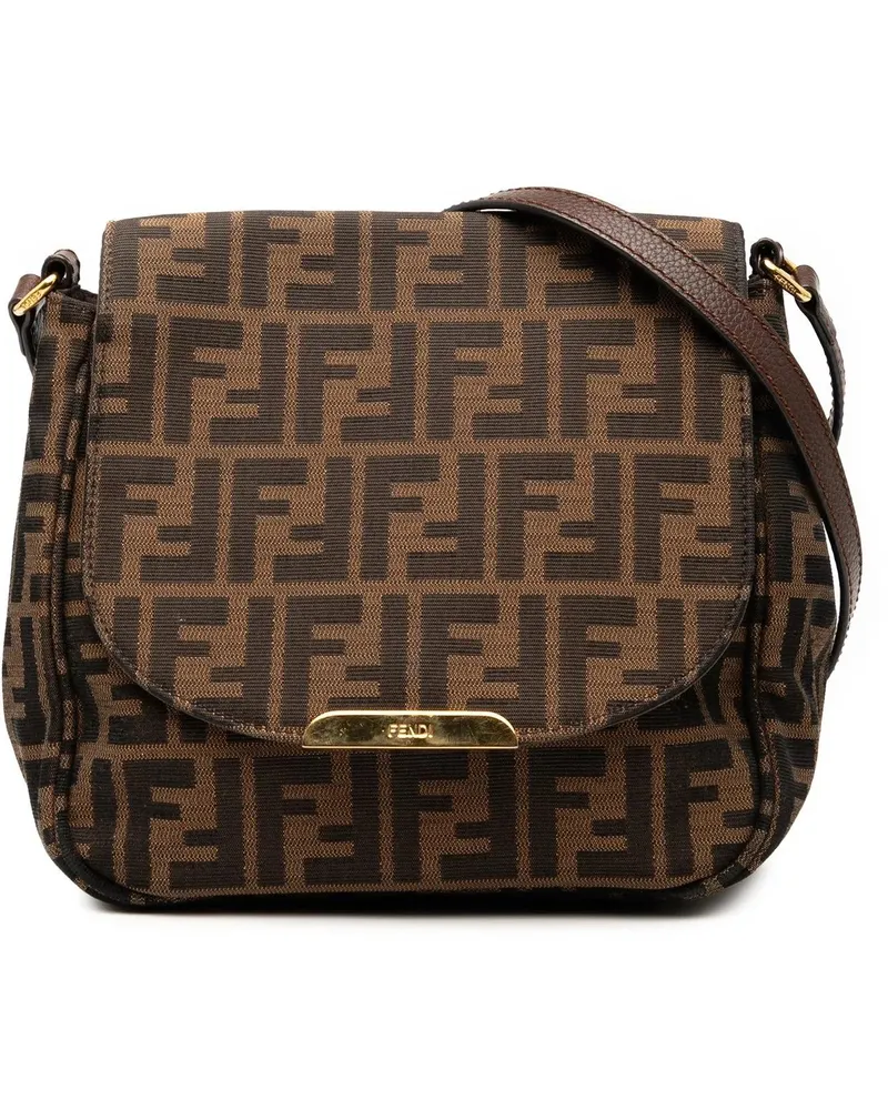 Fendi Hobo Bags Small Zucca Canvas Artic Crossbody braun Braun