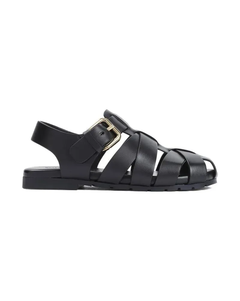 Bottega Veneta Sandalen & Sandaletten Black Calf Leather Alfie Sandal Beige