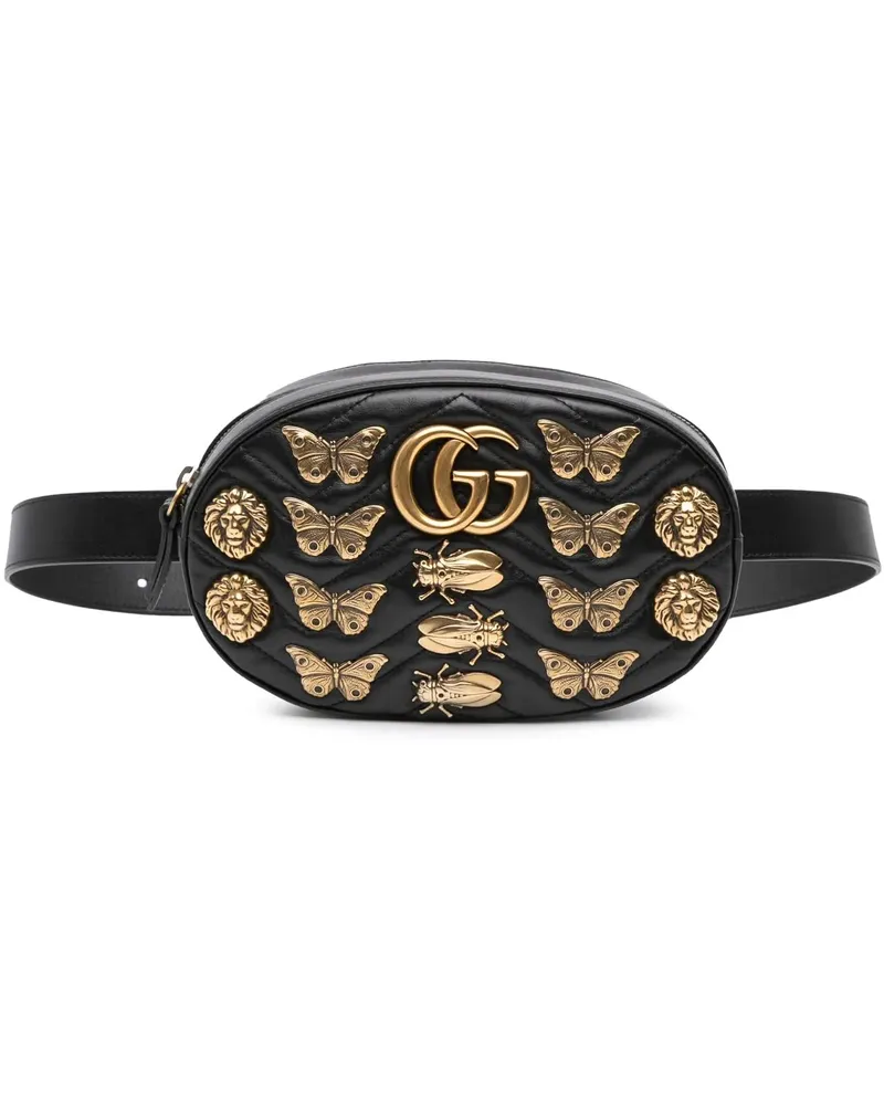 Gucci Bauchtaschen GG Marmont Matelasse Leather Animalier Belt Bag schwarz Schwarz