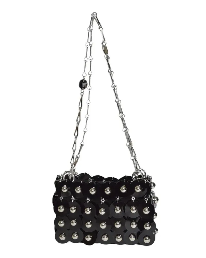 Paco Rabanne Hobo Bags Sparkle Black Faille Studded Bag schwarz Schwarz