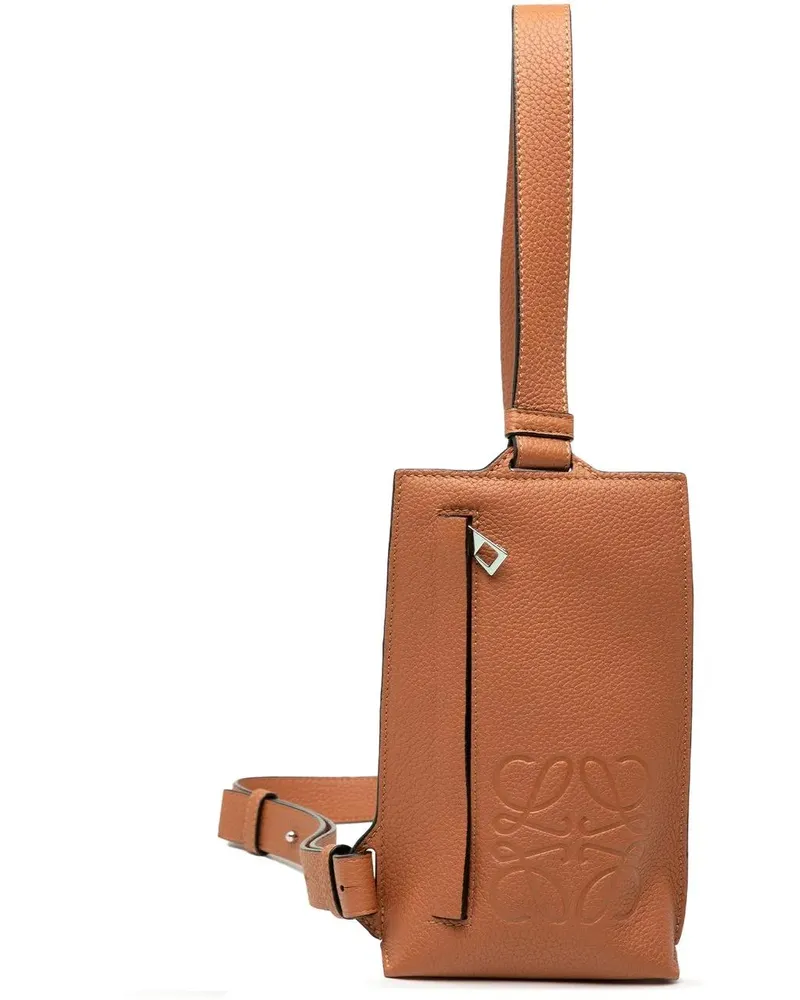 Loewe Hobo Bags Soft Grained Calfskin Vertical T Pocket Crossbody braun Braun