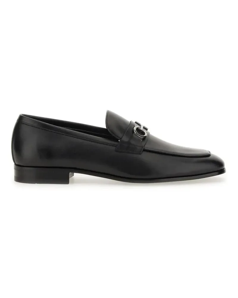 Ferragamo Loafer Moccasin Gancini With Distinctive Metal Detail schwarz Schwarz