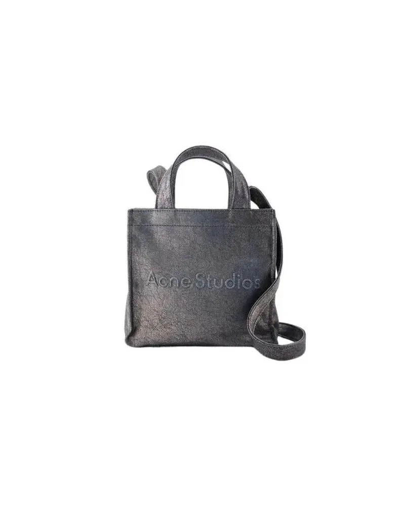 Acne Studios Tote Mini Lunar Shopper Bag - Leather - Silver/Blue 