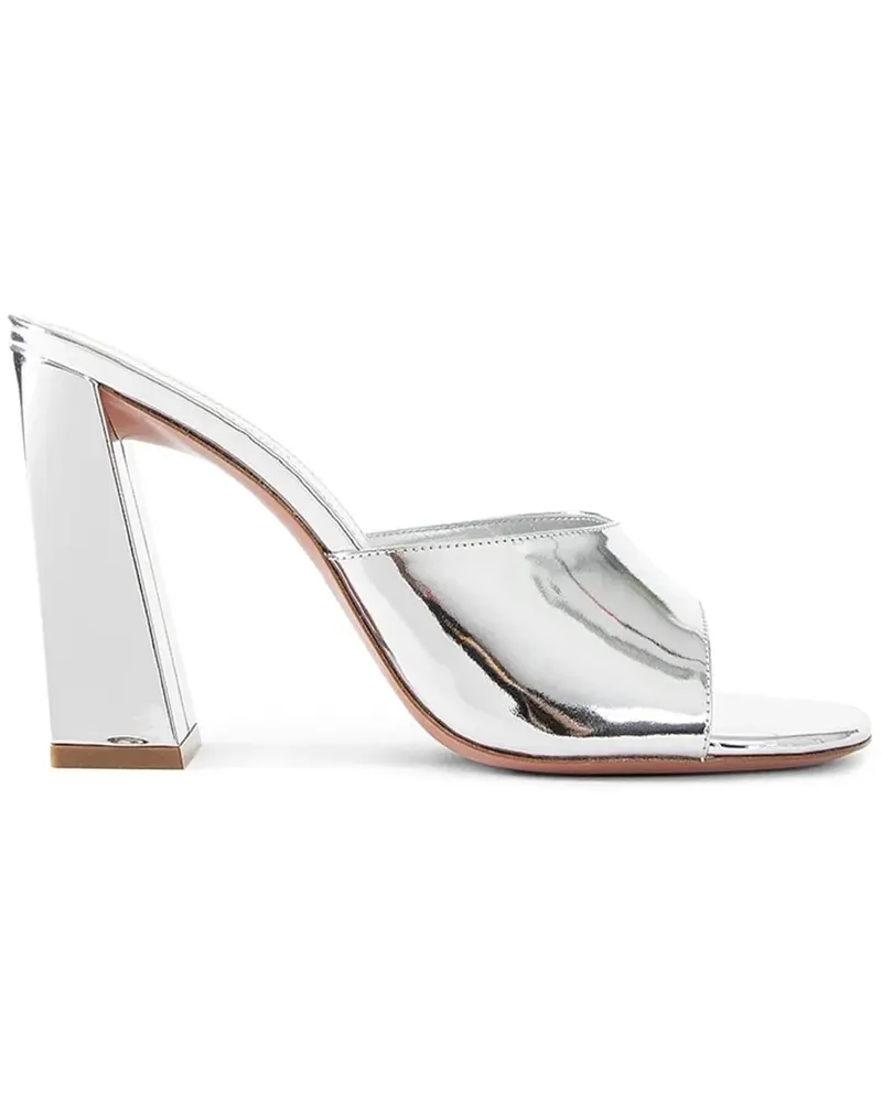 Amina Muaddi Sandalen Brigitte 95 Mirror Mules silberfarben 