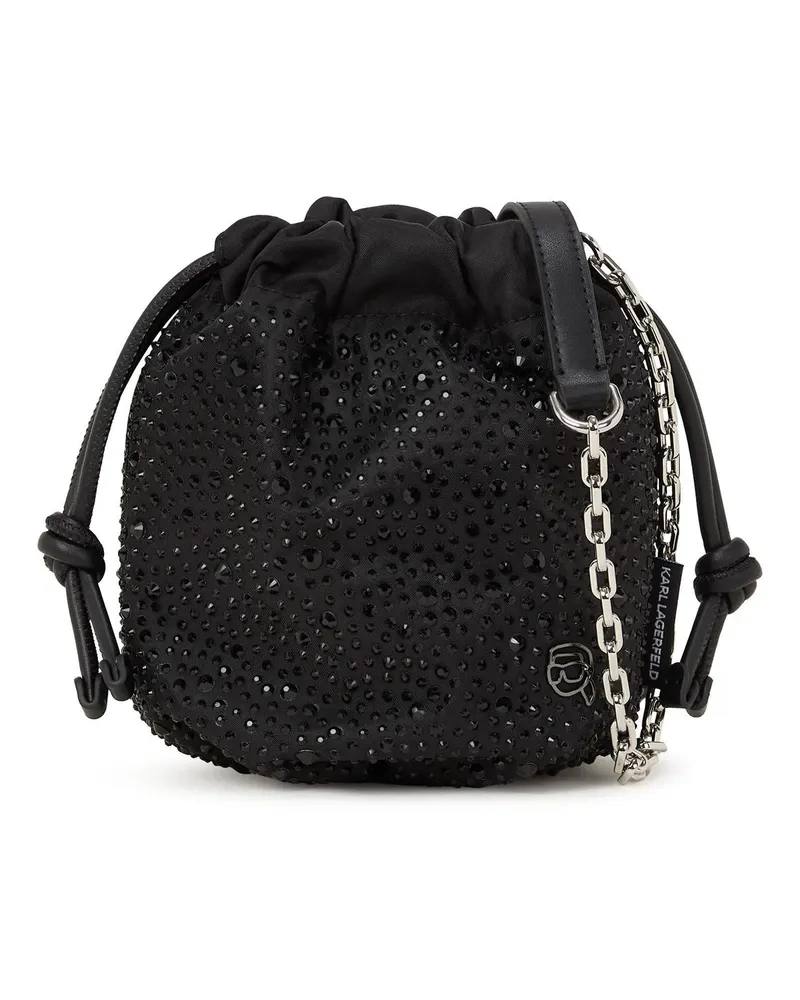 Karl Lagerfeld Crossbody Bags Ikon kleine Bucket Bag mit Strass schwarz Schwarz