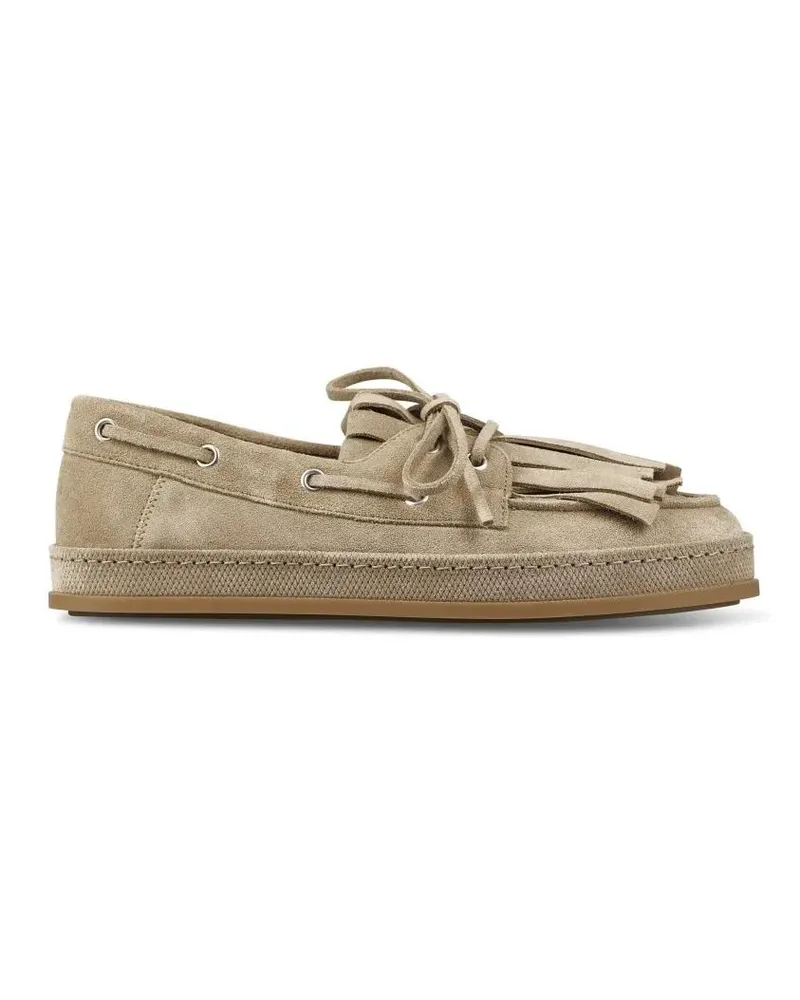 Hogan Refined Suede Flat Shoes With Lace-Through Detail beige Beige