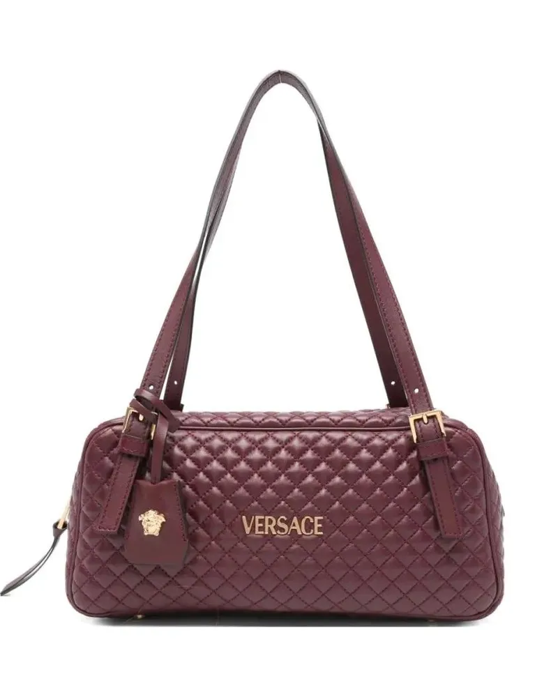 Versace Hobo Bags Quilted Bordeaux Shoulder Bag With Gold-Tone Accen grau Grau