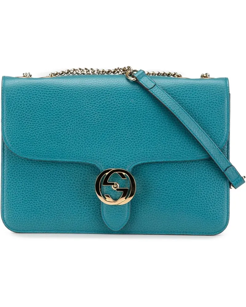 Gucci Hobo Bags 2000-2015 Medium Dollar Calfskin Interlocking G Cr blau Blau