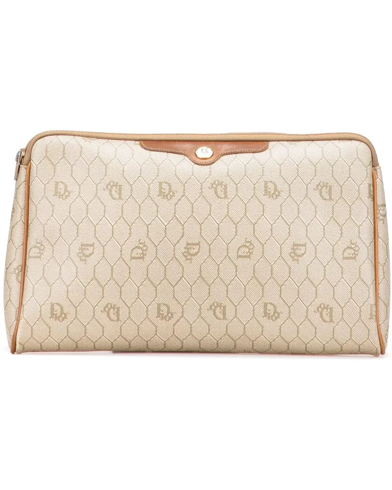 Dior Clutches Honeycomb Coated Canvas Clutch braun Braun