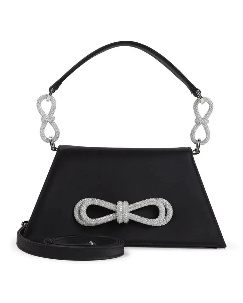 Mach & Mach Hobo Bags Structured Silk Shoulder Bag With Bow Detail schwarz Schwarz