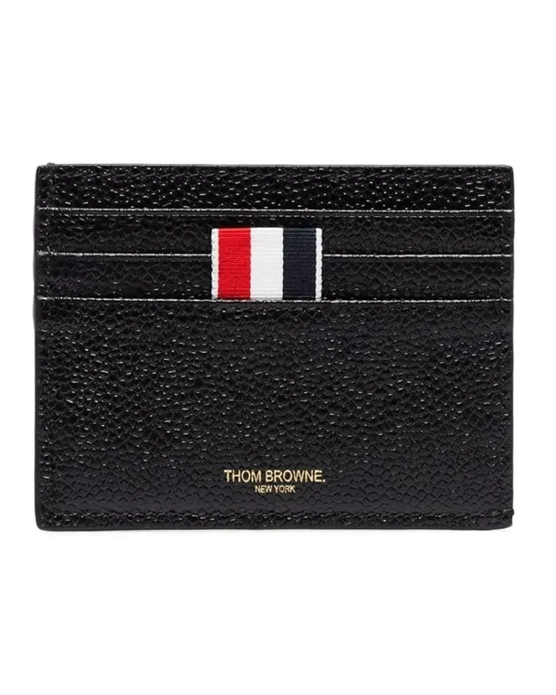Thom Browne Portemonnaies Textured Calfskin Leather Cardholder With Signatur schwarz Schwarz