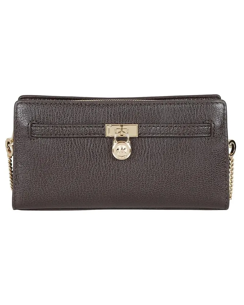 Michael Kors Clutches Hamilton Chocolate Hammered Leather Clutch braun Braun