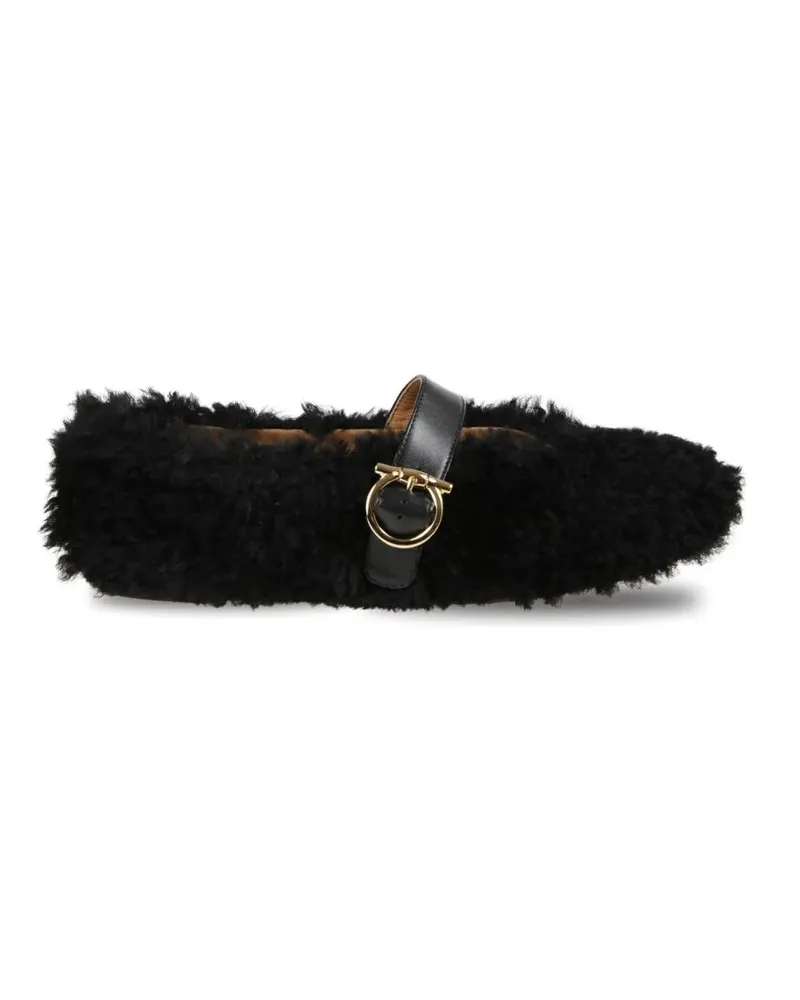 Ferragamo Low-Cut Shoes With Soft Fur Upper And Rounded Toe schwarz Schwarz