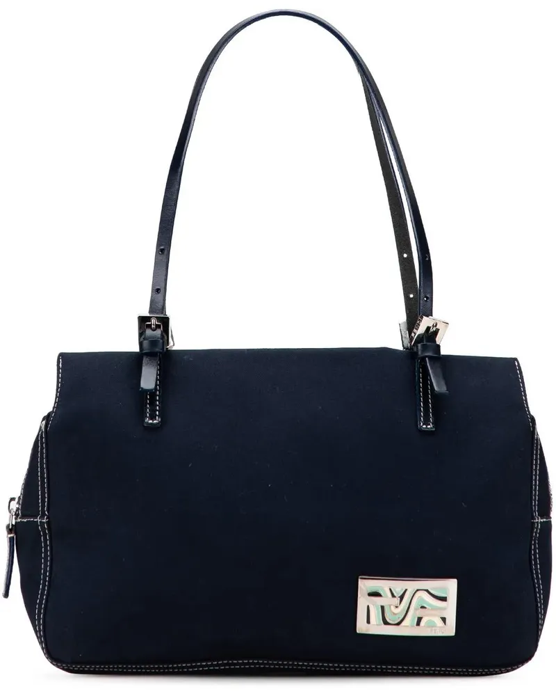 Fendi Hobo Bags Canvas FF Marble Shoulder Bag blau Blau