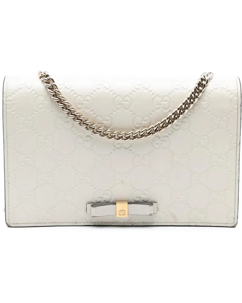 Gucci Hobo Bags Mini ssima Bow Signature Wallet On Chain weiß Weiß