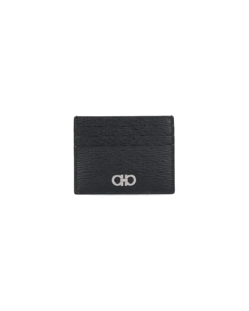 Ferragamo Portemonnaies "Gancini" Card Holder Black schwarz Schwarz