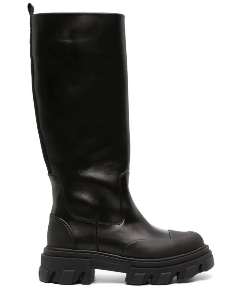 Ganni Stiefel Cleated High Tubular Boot schwarz Schwarz