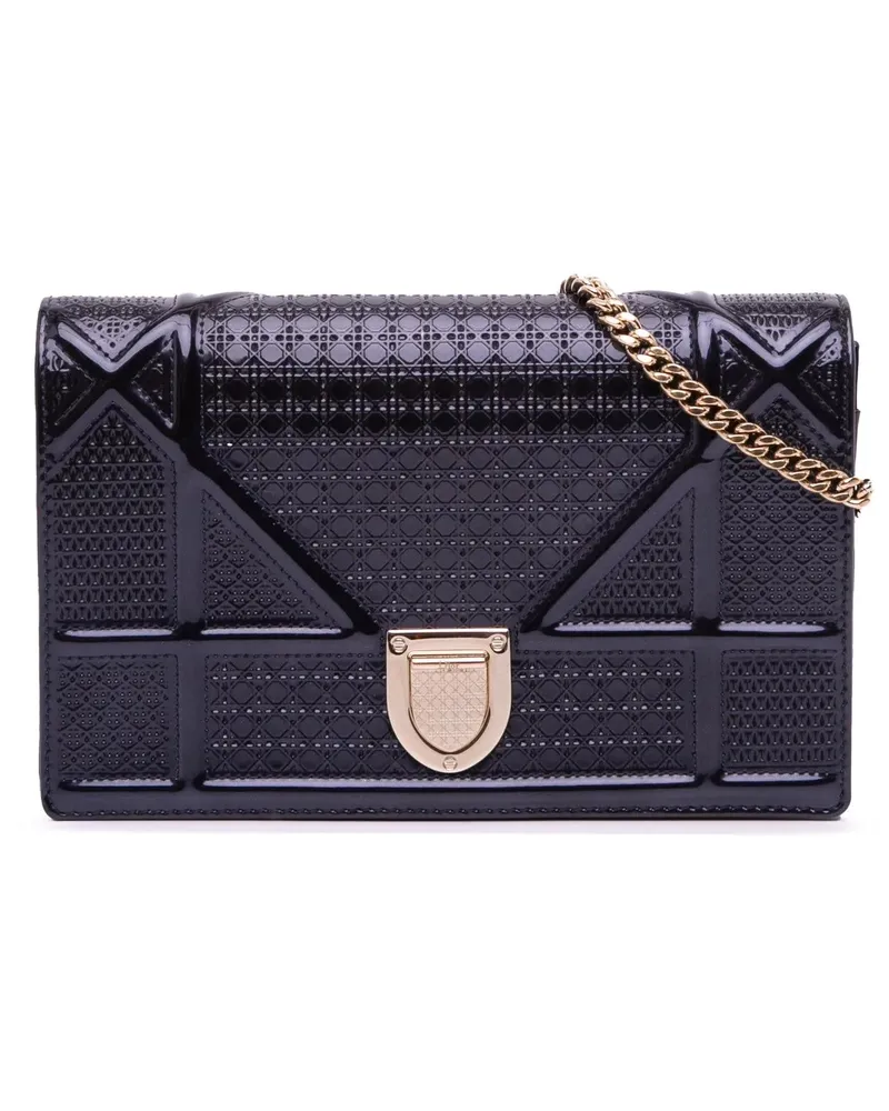 Dior Hobo Bags Metallic Patent Microcannage Diorama Wallet on Cha schwarz Schwarz