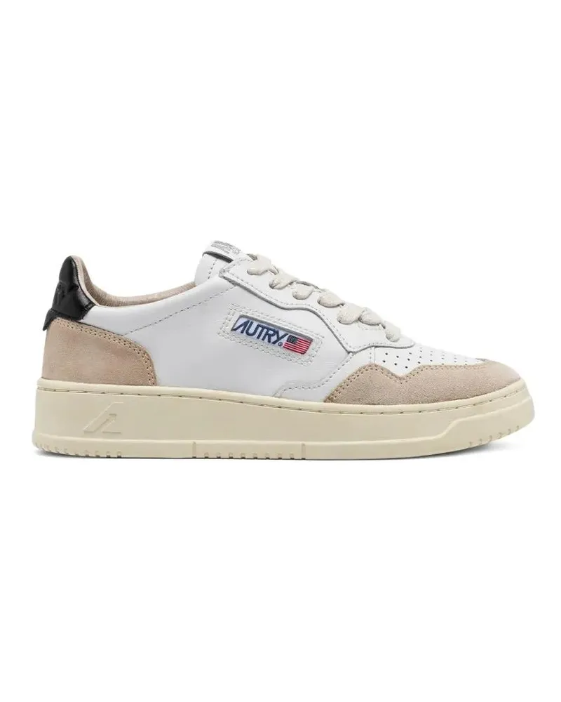 AUTRY Low-Top Sneaker White Leather Sneakers With Beige Suede Accents grau Grau
