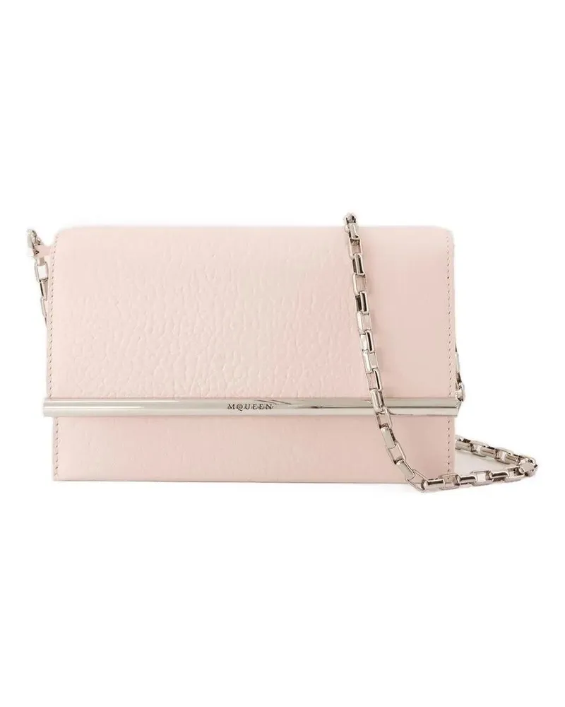 Alexander McQueen Clutches Mini Cross Bar Purse - Leather - Pink/Silver pink Rosa