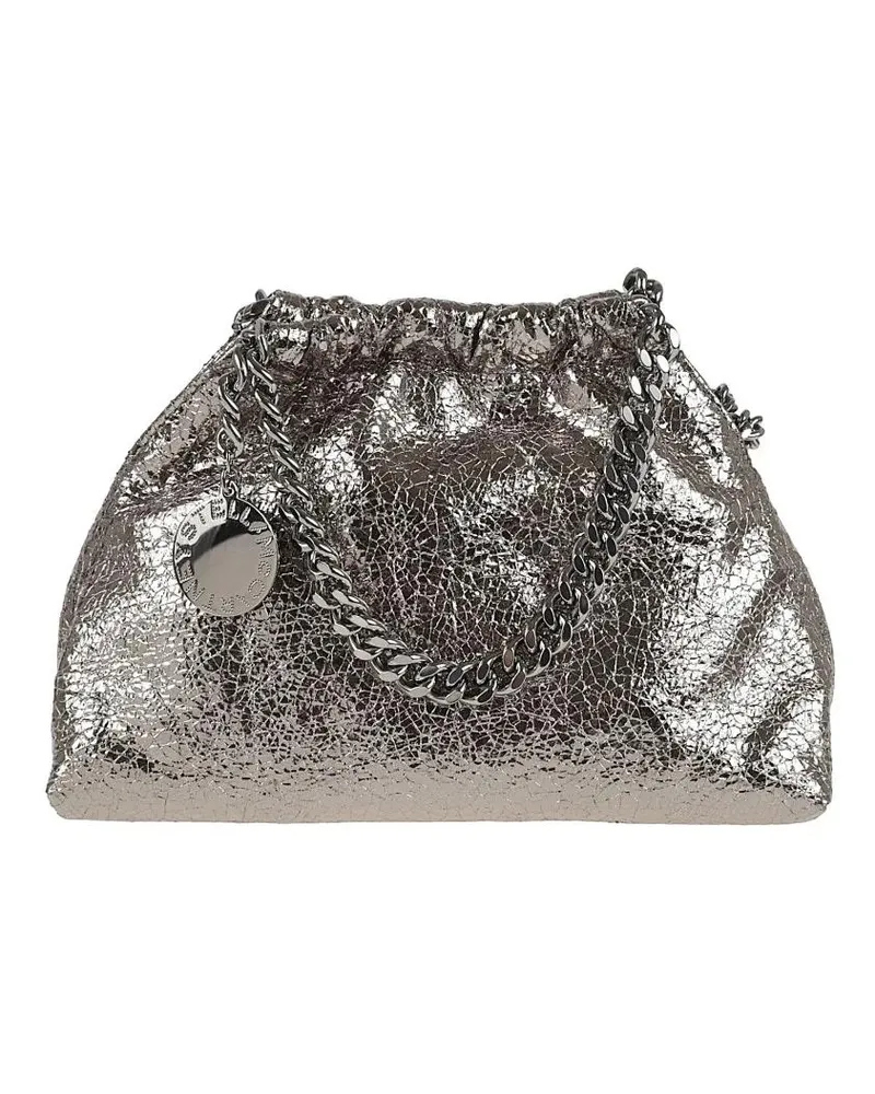 Stella McCartney Hobo Bags Crinkled Metallic Silver Shoulder Bag grau Grau