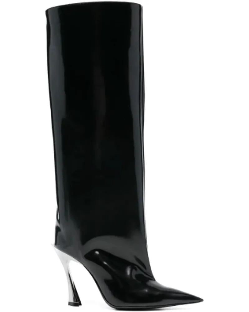Thierry Mugler Stiefel Knee Boot Brushed Calf Black/gunmetal Heel schwarz Schwarz