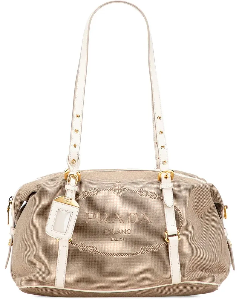 Prada Hobo Bags Canvas Canapa Logo Shoulder Bag braun Braun