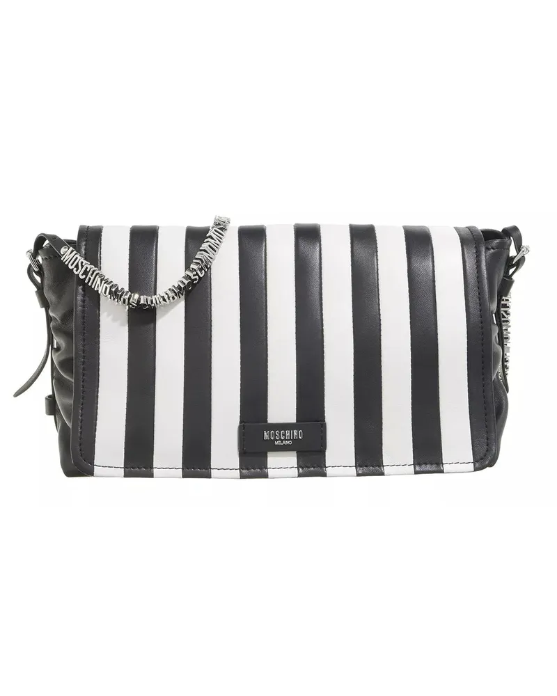 Moschino Pochettes Stripes Mini Lettering Shoulder Bag schwarz Schwarz