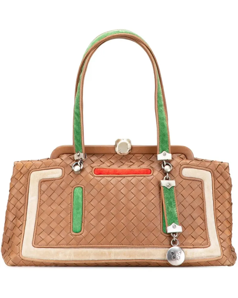 Bottega Veneta Crossbody Bags Velvet Trimmed Nappa Intrecciato Frame Bag braun Braun