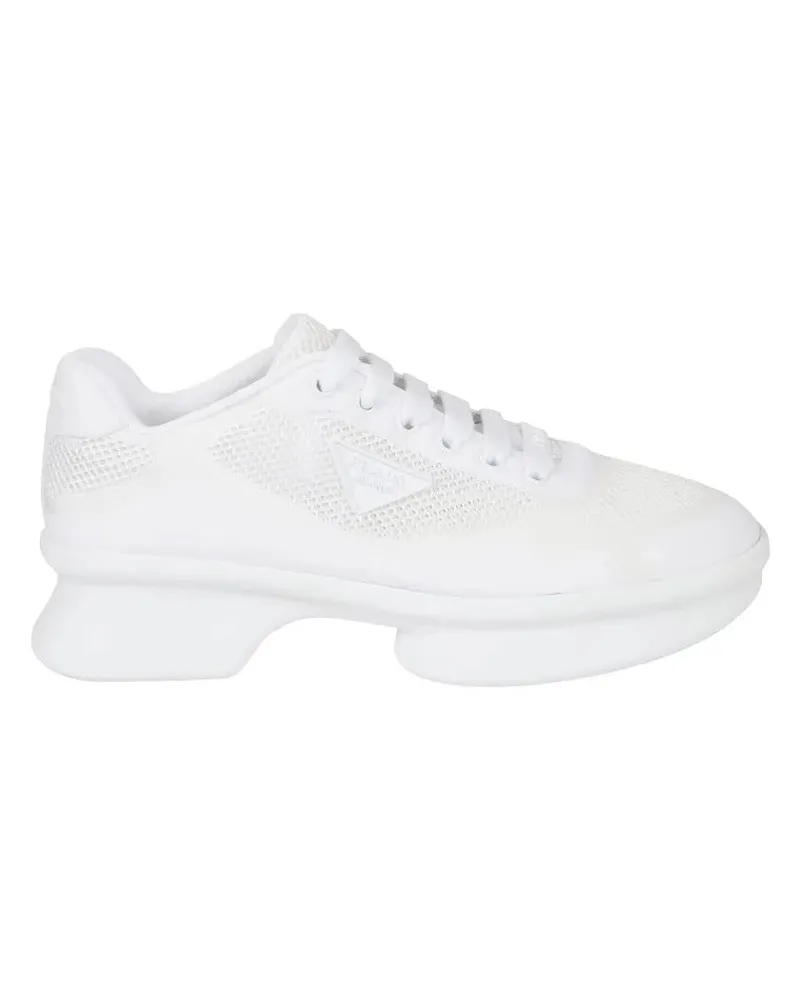 Prada Low-Top Sneaker Sole White Mesh Sneakers With Finish weiß Weiß