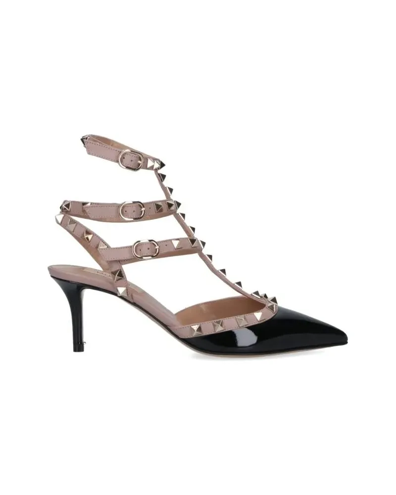 Valentino Garavani Hohe Schuhe "Rockstud" Slingback Pumps – Black/Pink schwarz Schwarz