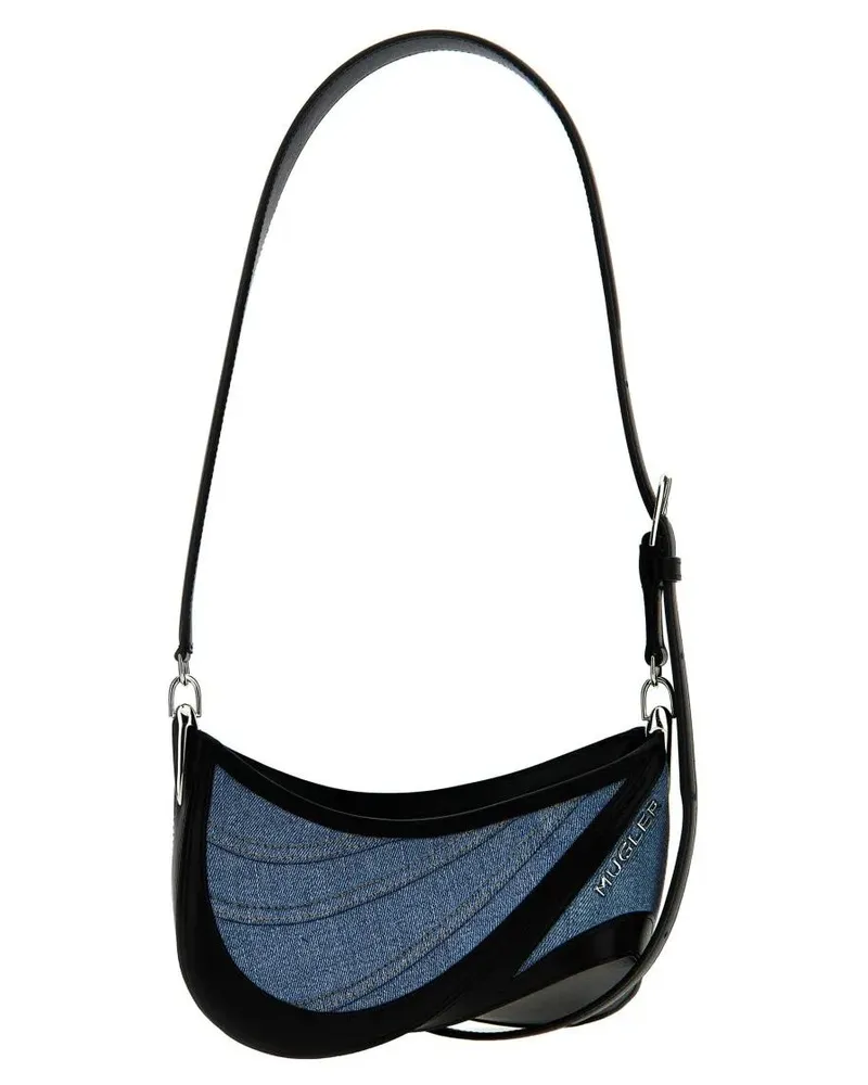 Thierry Mugler Hobo Bags 'Small Denim Spiral Curve 01' Shoulder Bag blau Blau