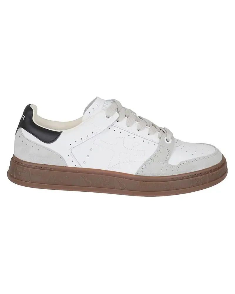 Premiata Low-Top Sneaker Perforated Leather Low-Top Sneakers With Suede Ins weiß Weiß