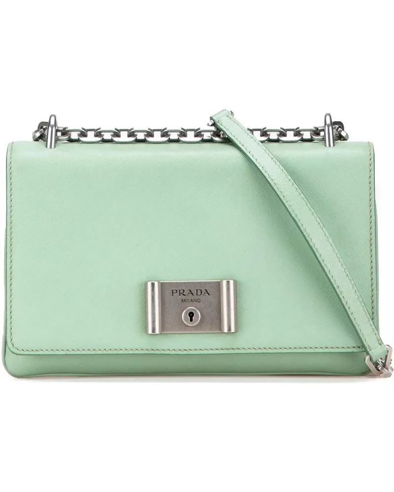 Prada Hobo Bags Saffiano Lux Chain Lock Flap grün Grün