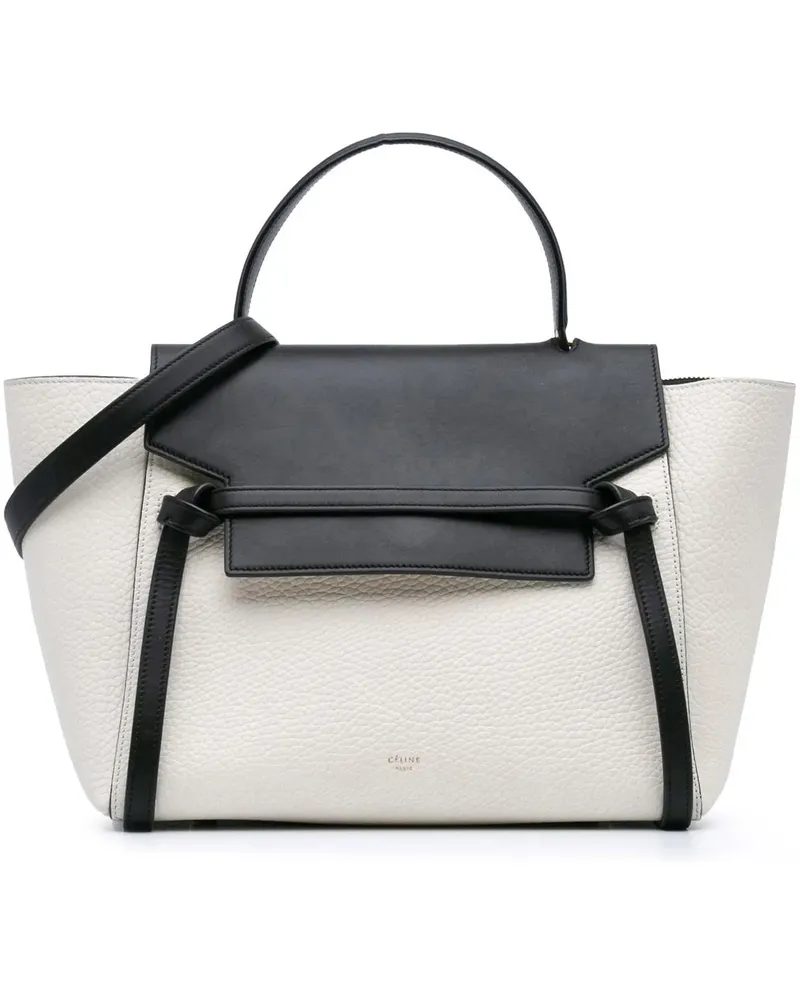 Celine Hobo Bags 2017 Mini Bicolor Leather Belt Satchel weiß Weiß