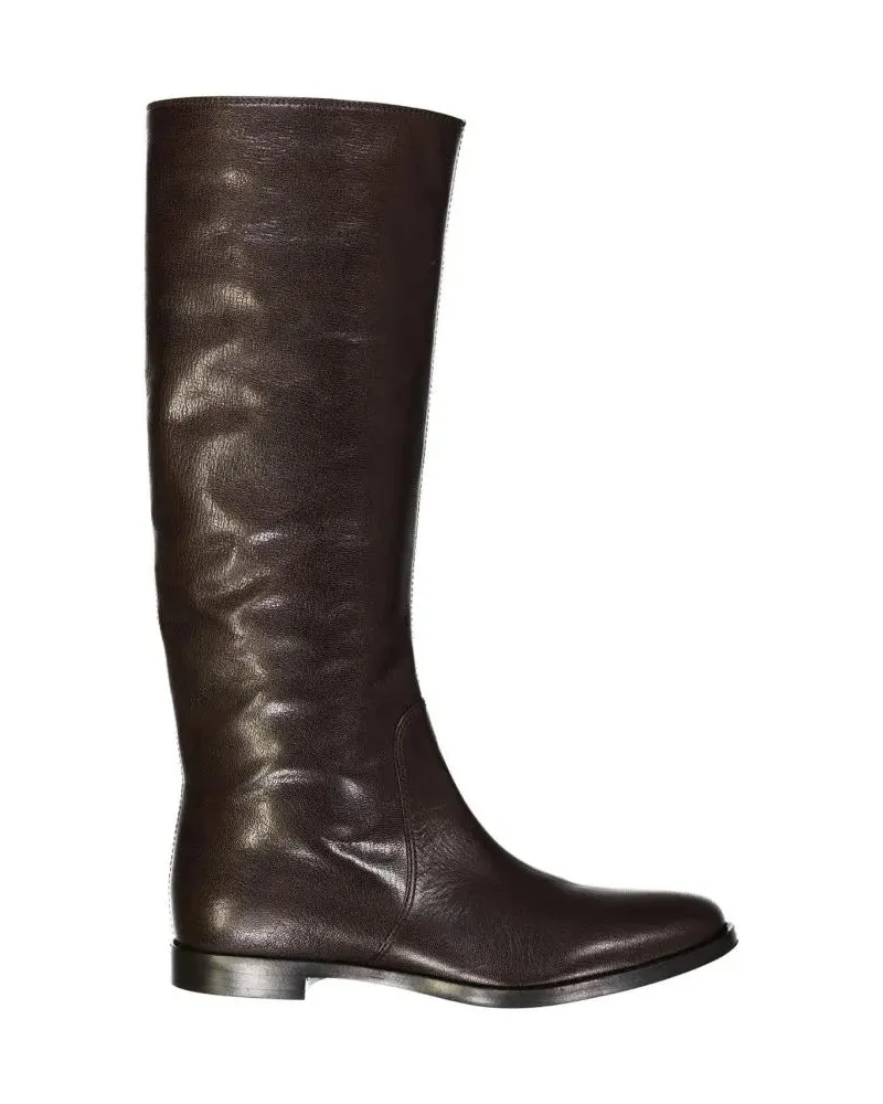 Sergio Rossi Stiefel Leather Boots With Minimalistic Design braun Braun