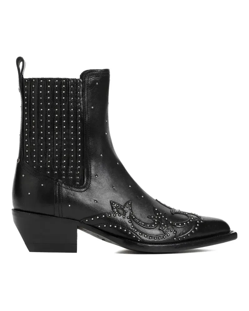 Golden Goose Stiefel Debbie Black Cow Leather Beatles Boots schwarz Schwarz