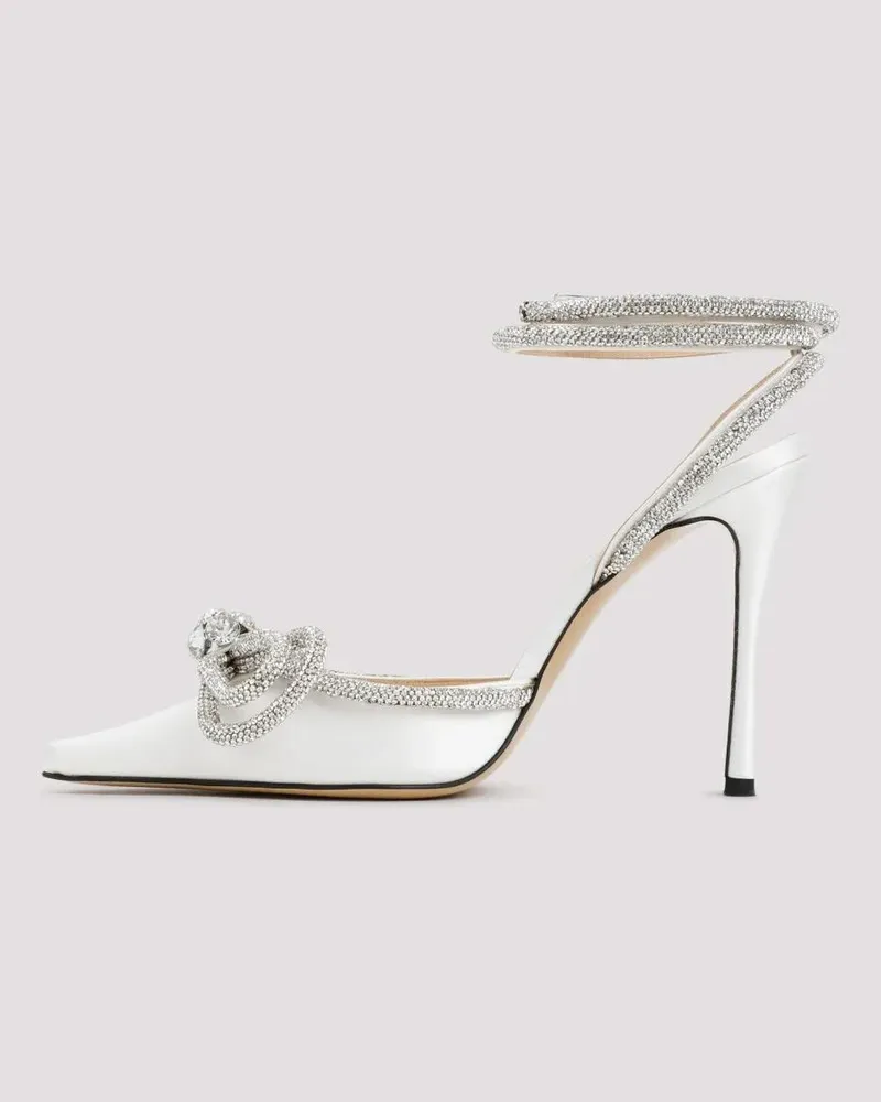 Mach & Mach Hohe Schuhe White Silk Double Bow High Heels weiß Weiß