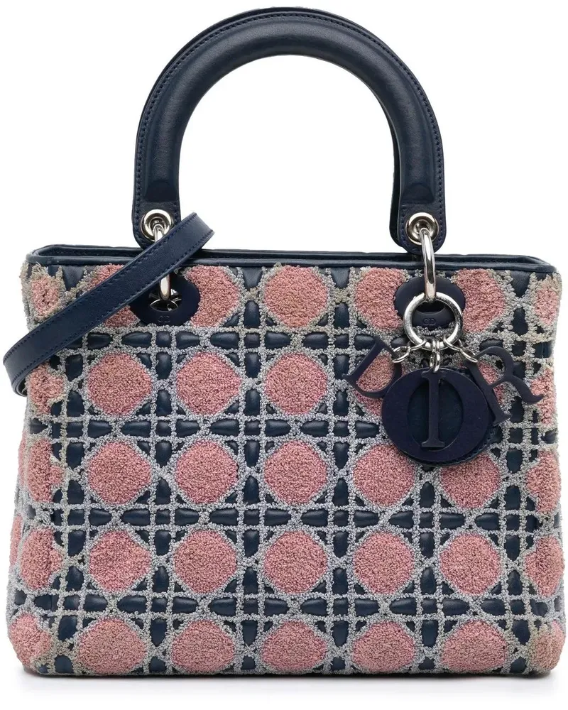 Dior Hobo Bags 2011 Medium Lambskin And Tweed Cannage Lady Dior blau Blau