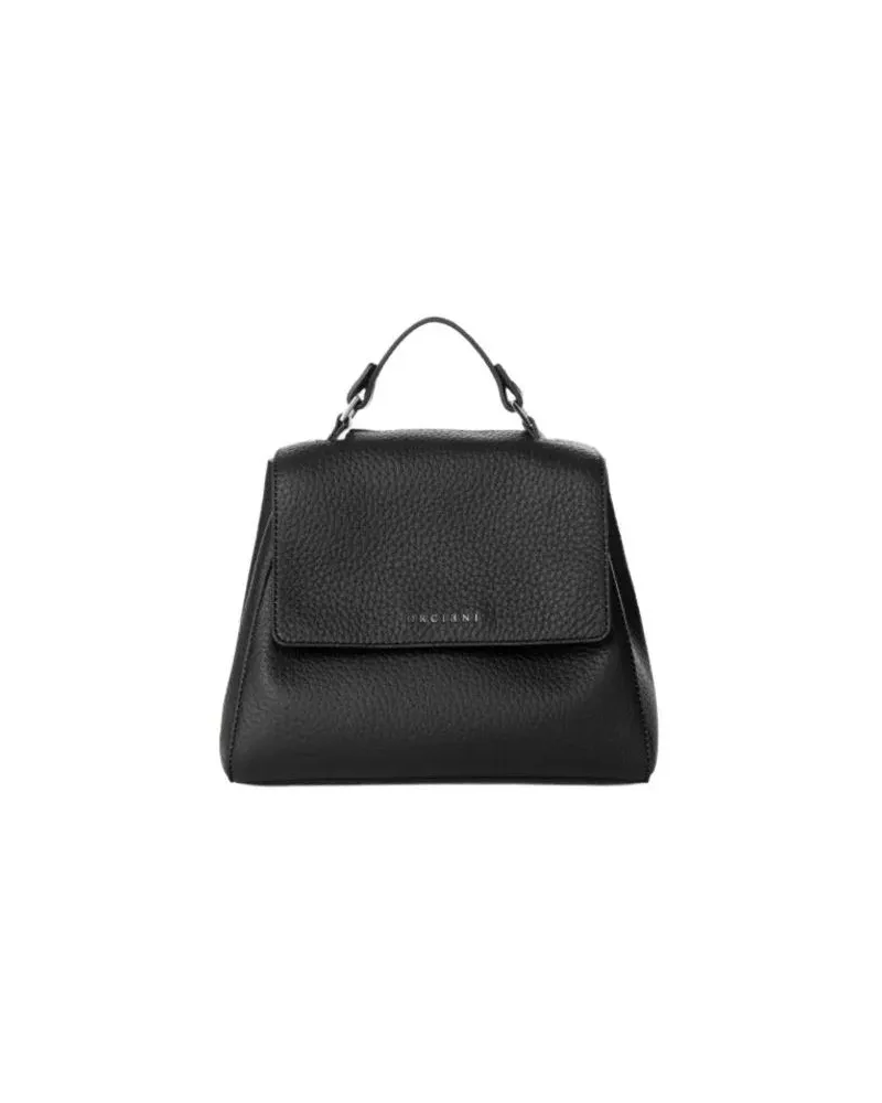 Orciani Crossbody Bags Medium Soft Bag In Black Hammered Leather schwarz Schwarz