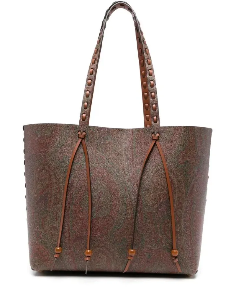 Etro Shopper & Totes Patterned Brown Calfskin Tote Bag grau Grau